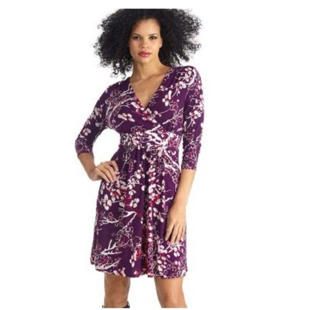Vivienne Tam Purple Stretchy Wrap Dress Artsy Colorful Classic Y2K 80s 90s Small